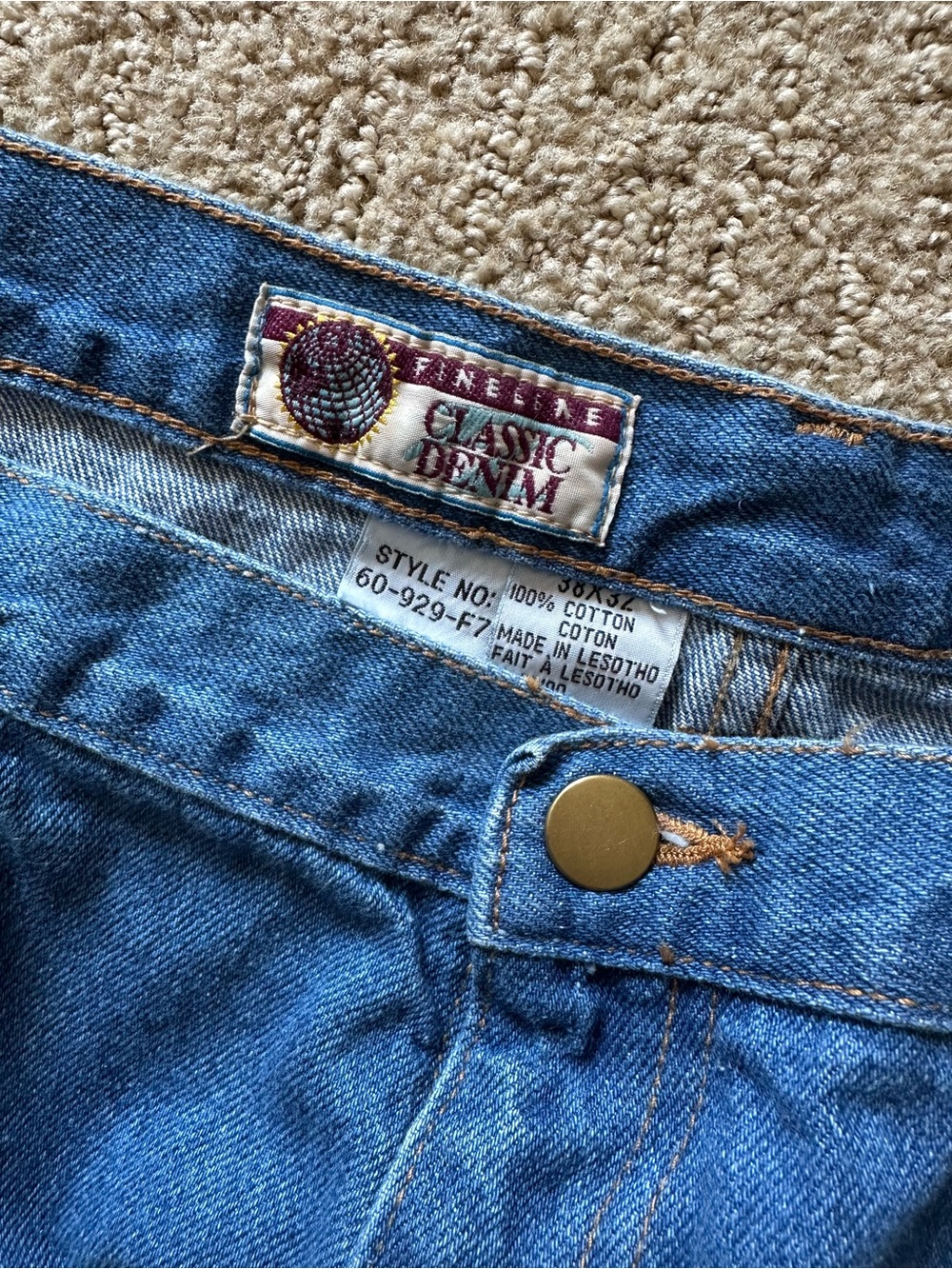 Vtg 90’s Baggy Straight Fineline Classic Denim Jeans | 100% Cotton 38X32 Jorts